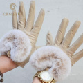 Soft Plain Style fashion real fur gloves